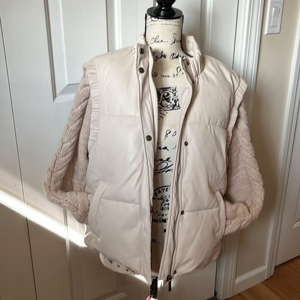 Unreal Fur Barcelona Vegan Faux Leather Cable Knit Sleeve Puffer Jacket M NWOT - Picture 8 of 16
